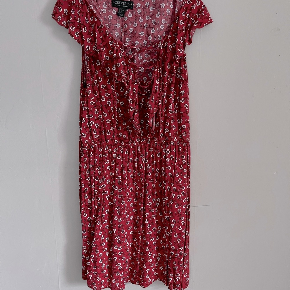 Floral Mini Dress • laced up ruffled front • Party Dress